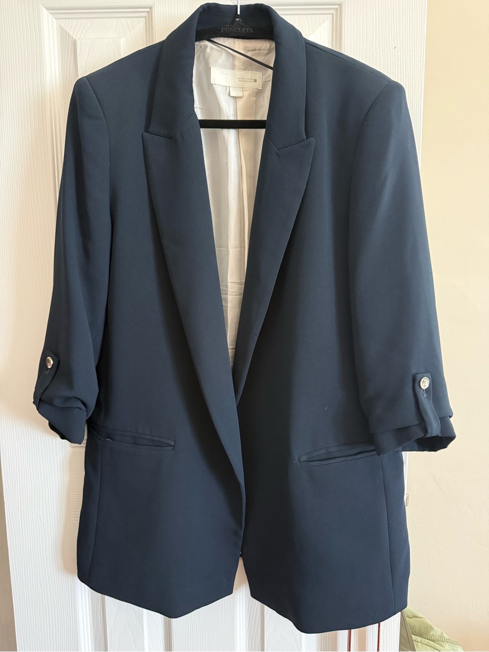 Zara Navy Open-Front Jacket